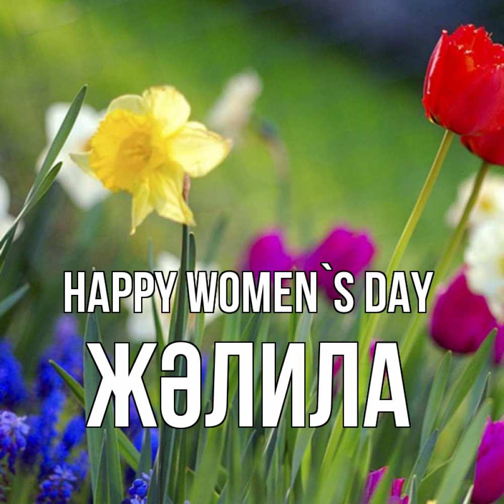 Greetings card с именем, ЖӘЛИЛА happy women`s day международный женский день 3 Greetings with text for free download 